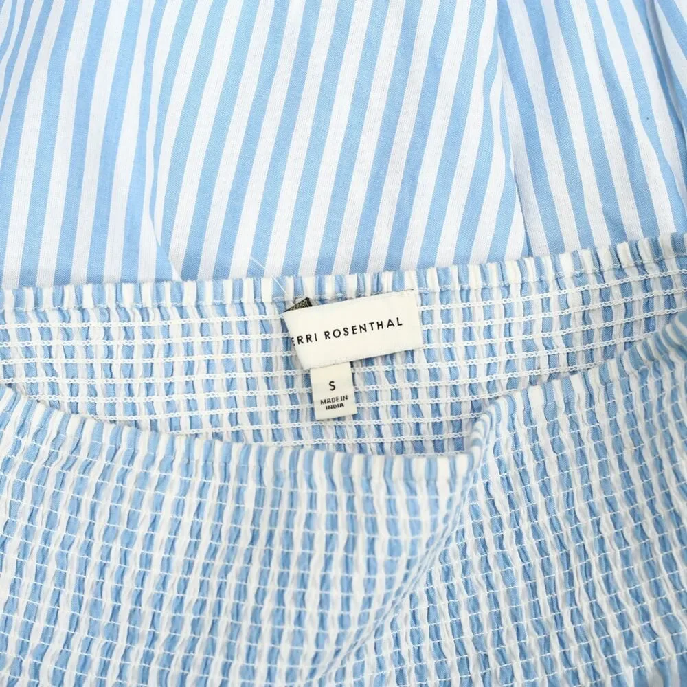 Kerri Rosenthal Martin Cabana Striped Print Midi Skirt Smocked Cotton S 288125
